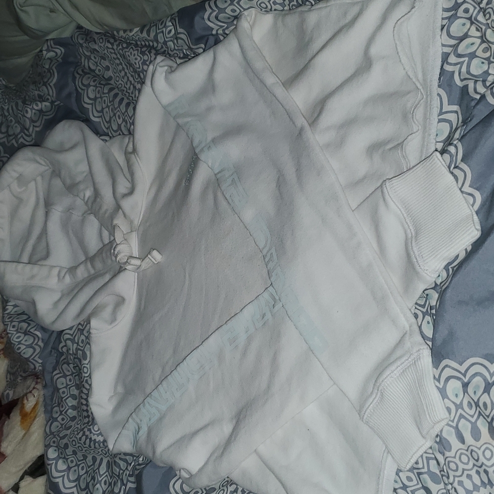 White and Blue Crop Hoodie